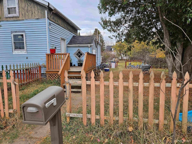 view of yard with a wooden deck