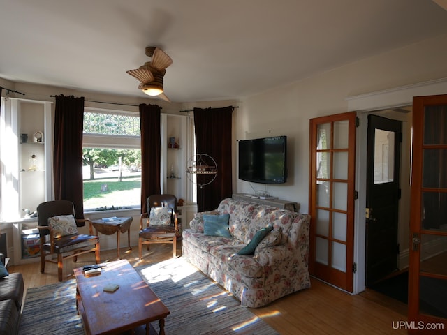 living room featuring light wood-type flooring