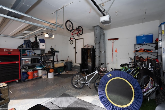 garage with a garage door opener