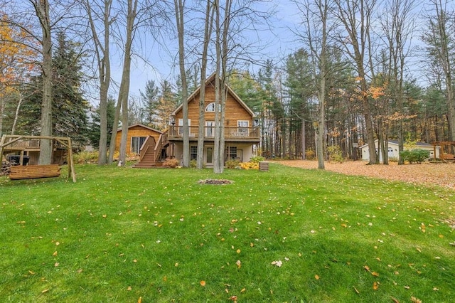 view of yard with a deck