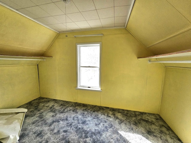 bonus room with lofted ceiling and carpet