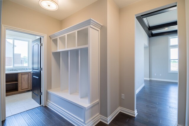 63725 Mulberry Dr, Washington Twp, MI 48095 - mudroom with baseboards and wood finished floors