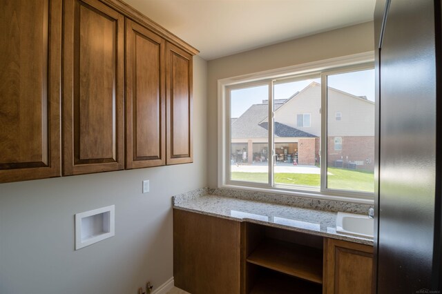 63725 Mulberry Dr, Washington Twp, MI 48095 - washroom featuring a sink, hookup for a washing machine, and cabinet space