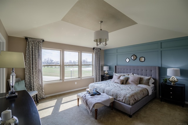 bedroom with light colored carpet