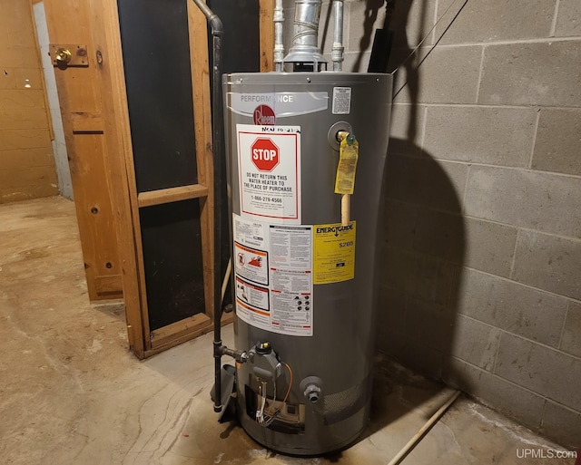 utility room with water heater