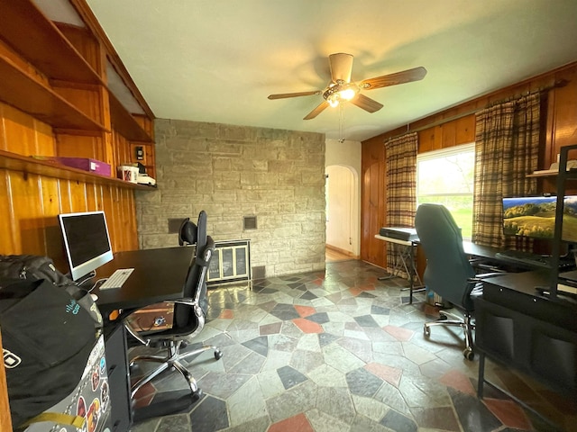 home office featuring ceiling fan