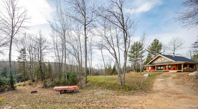 view of yard with covered porch