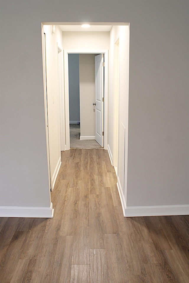 hall with light hardwood / wood-style flooring