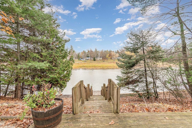 dock area featuring a water view