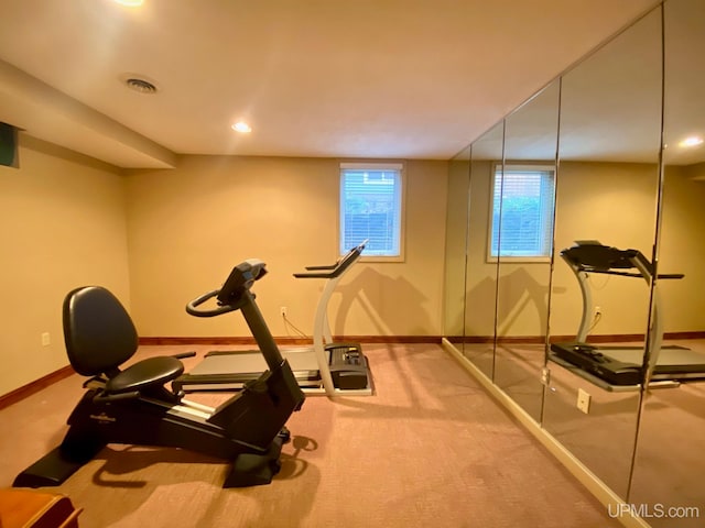 workout area with carpet