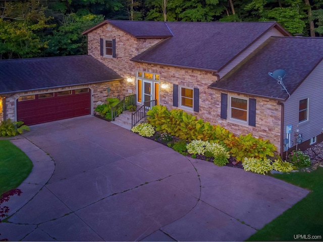 view of front of house with a garage