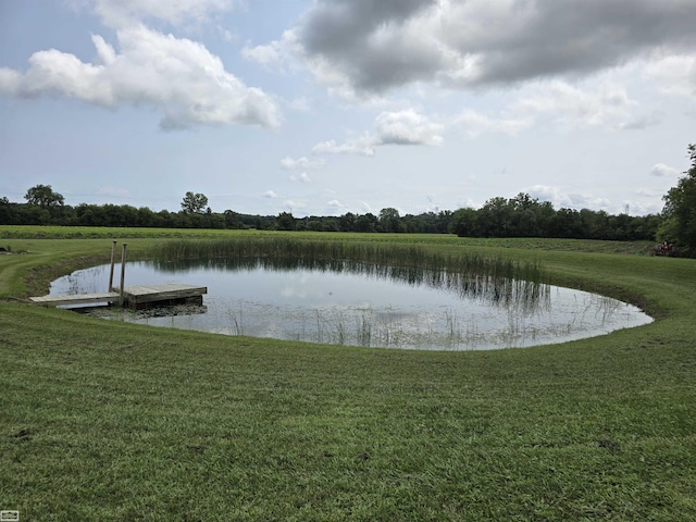 property view of water with a dock