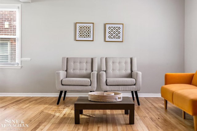 sitting room featuring light wood-type flooring