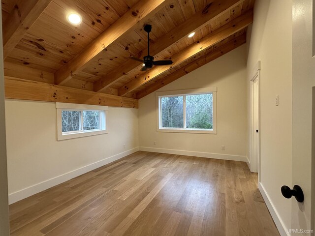 11881 N Junet Rd, Ironwood, MI 49938 - bonus room with wooden ceiling, light wood-type flooring, baseboards, ceiling fan, and recessed lighting