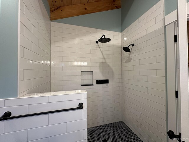 11881 N Junet Rd, Ironwood, MI 49938 - bathroom featuring a tile shower and pet washing area