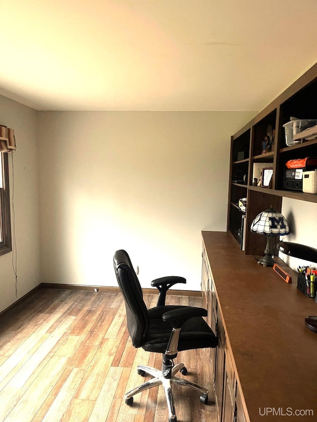 office area featuring light hardwood / wood-style flooring