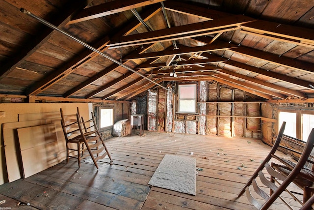 view of unfinished attic