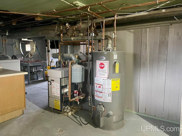 utilities with water heater and washer / dryer