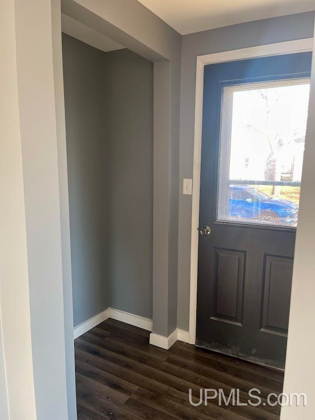 doorway to outside with dark hardwood / wood-style floors