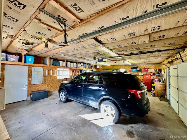 garage with a garage door opener