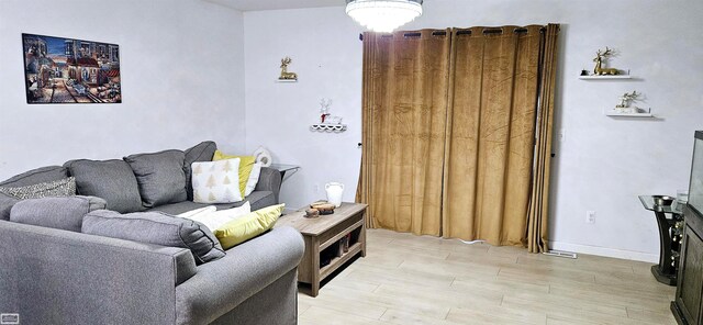 living room featuring light wood-type flooring