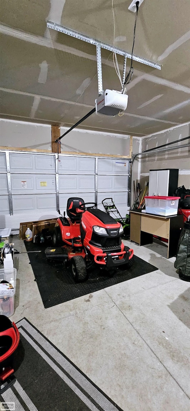 garage with a garage door opener