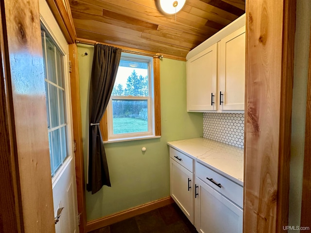 washroom featuring wooden ceiling