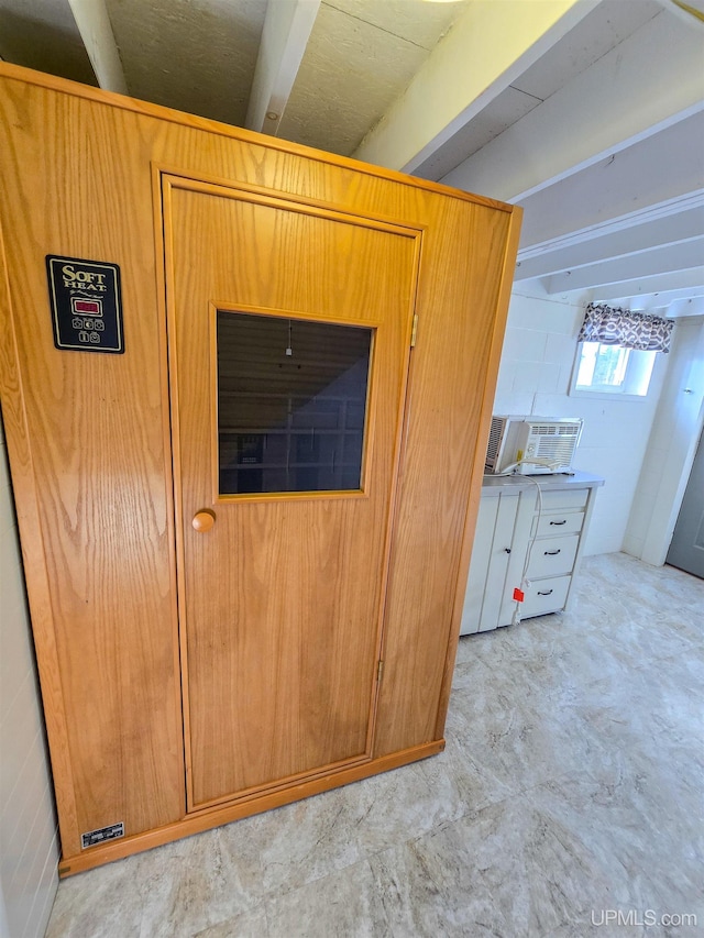 room details featuring beamed ceiling