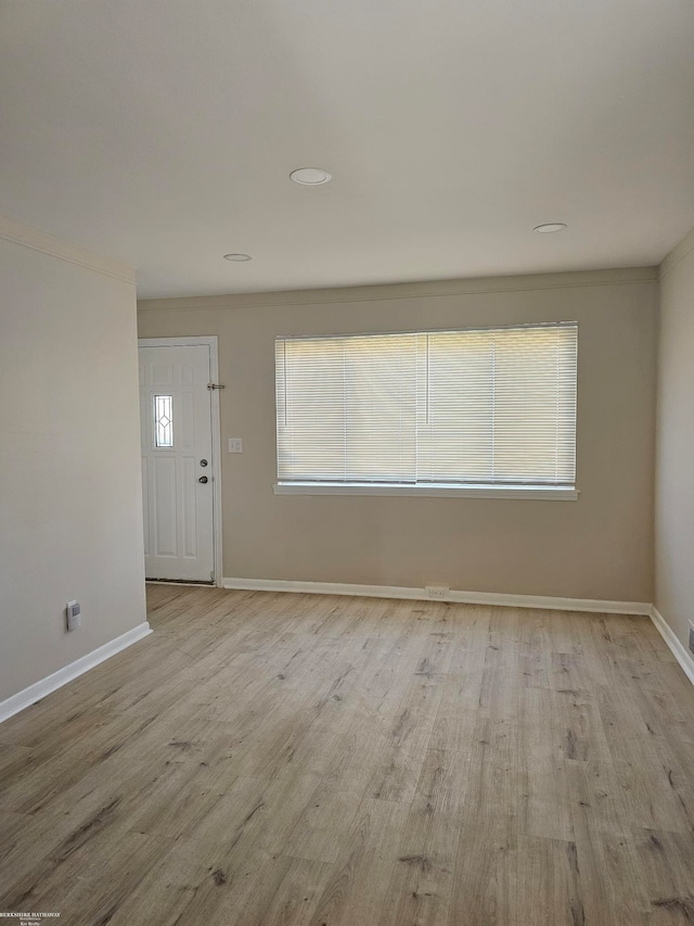 interior space with light hardwood / wood-style flooring