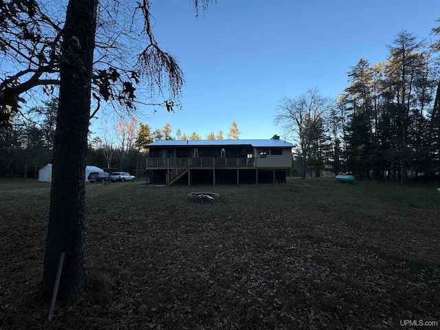 view of yard with a deck