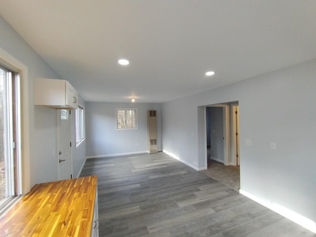 interior space with dark wood-type flooring and a healthy amount of sunlight