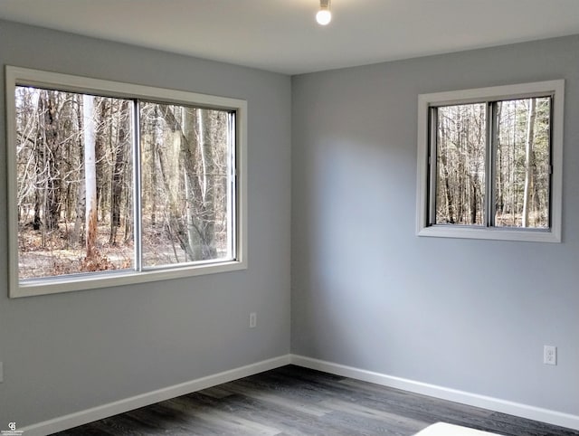 empty room featuring dark hardwood / wood-style flooring and plenty of natural light