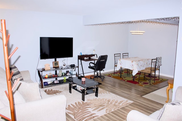 living room with hardwood / wood-style floors