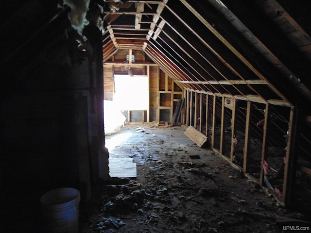 view of unfinished attic