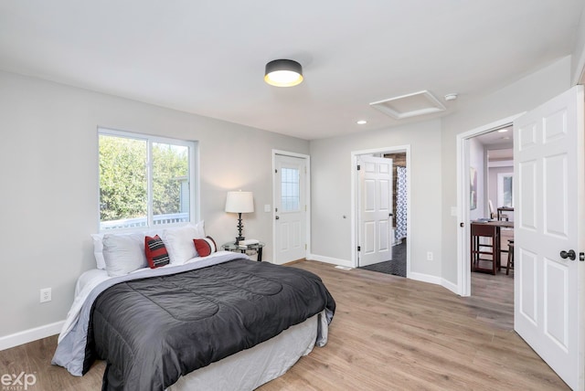 bedroom featuring light wood-type flooring