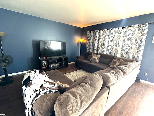 living room featuring dark hardwood / wood-style flooring