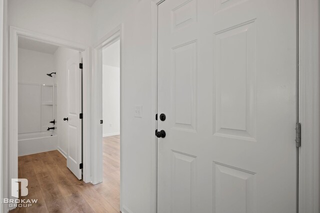 hall featuring light wood-type flooring