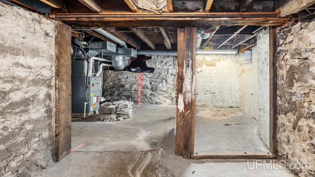 basement with heating unit