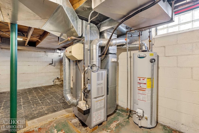 utilities with water heater and heating unit