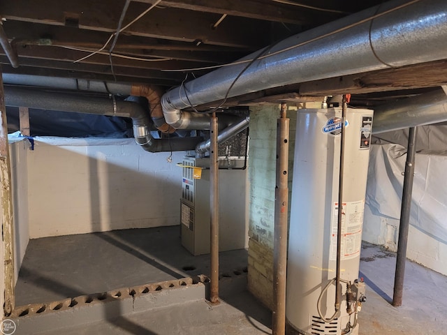 basement with gas water heater