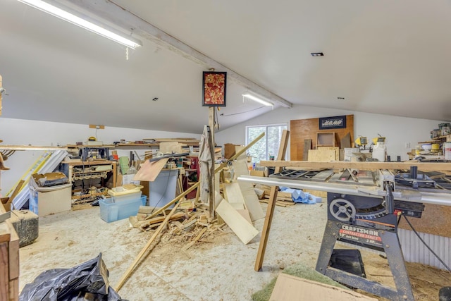 misc room featuring lofted ceiling