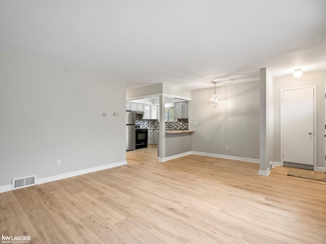 unfurnished living room featuring light wood-type flooring