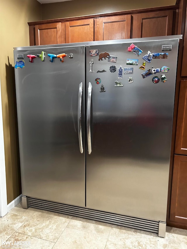 kitchen with stainless steel fridge