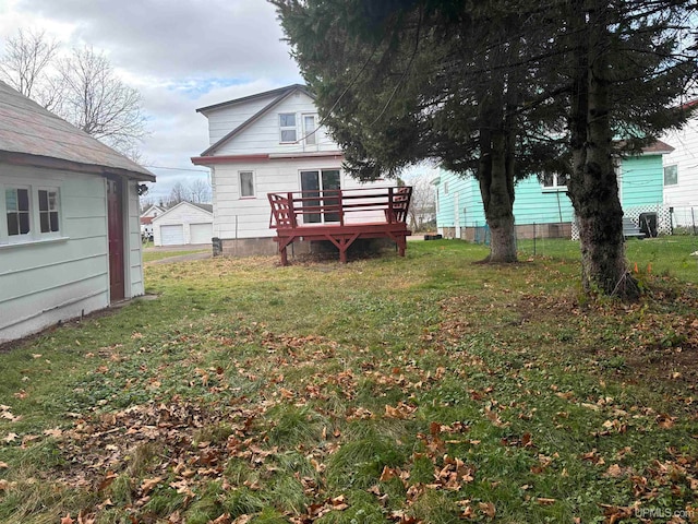 view of yard with a deck