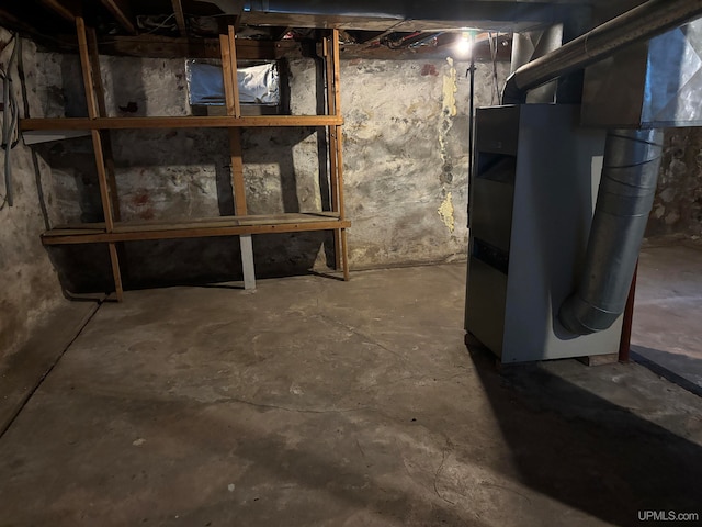 basement with heating unit