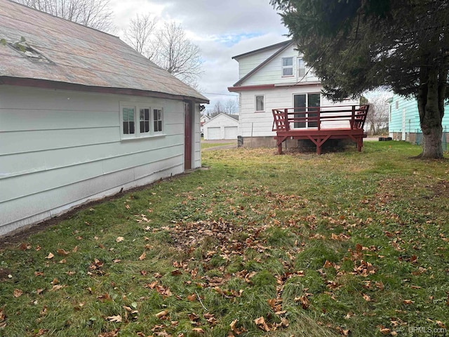 view of yard with a deck