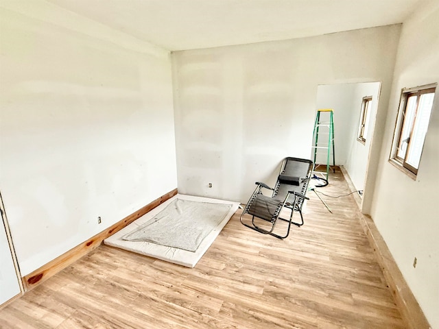 living area with light hardwood / wood-style floors