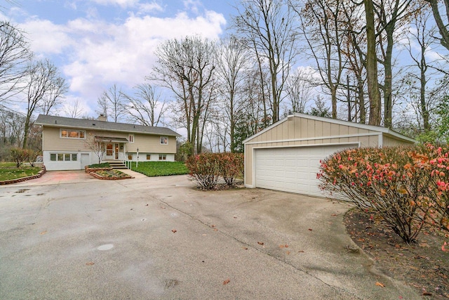 view of side of home with a garage