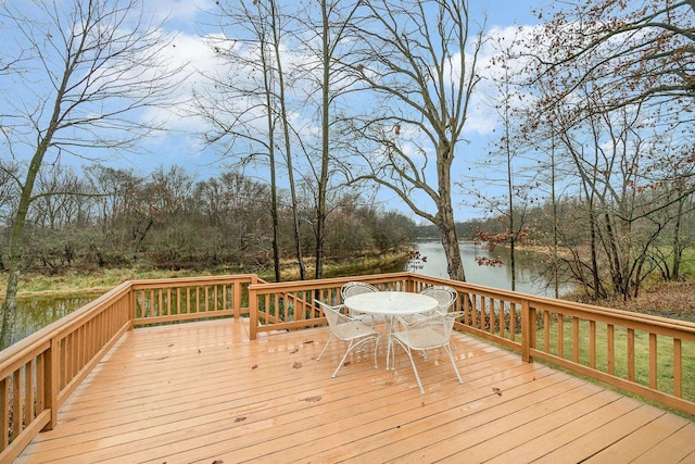 wooden terrace with a water view