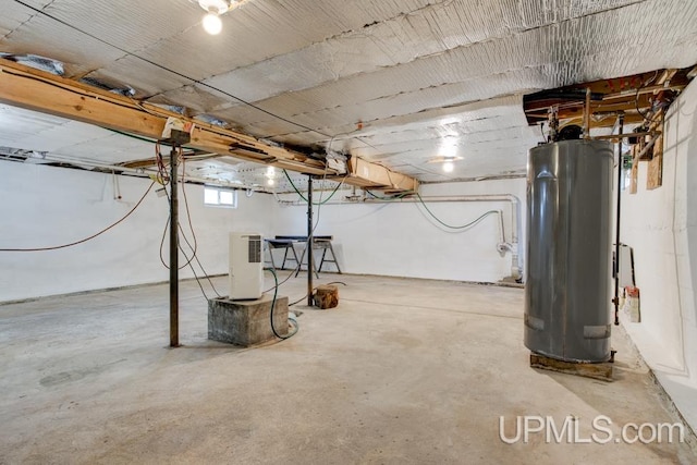 basement featuring water heater